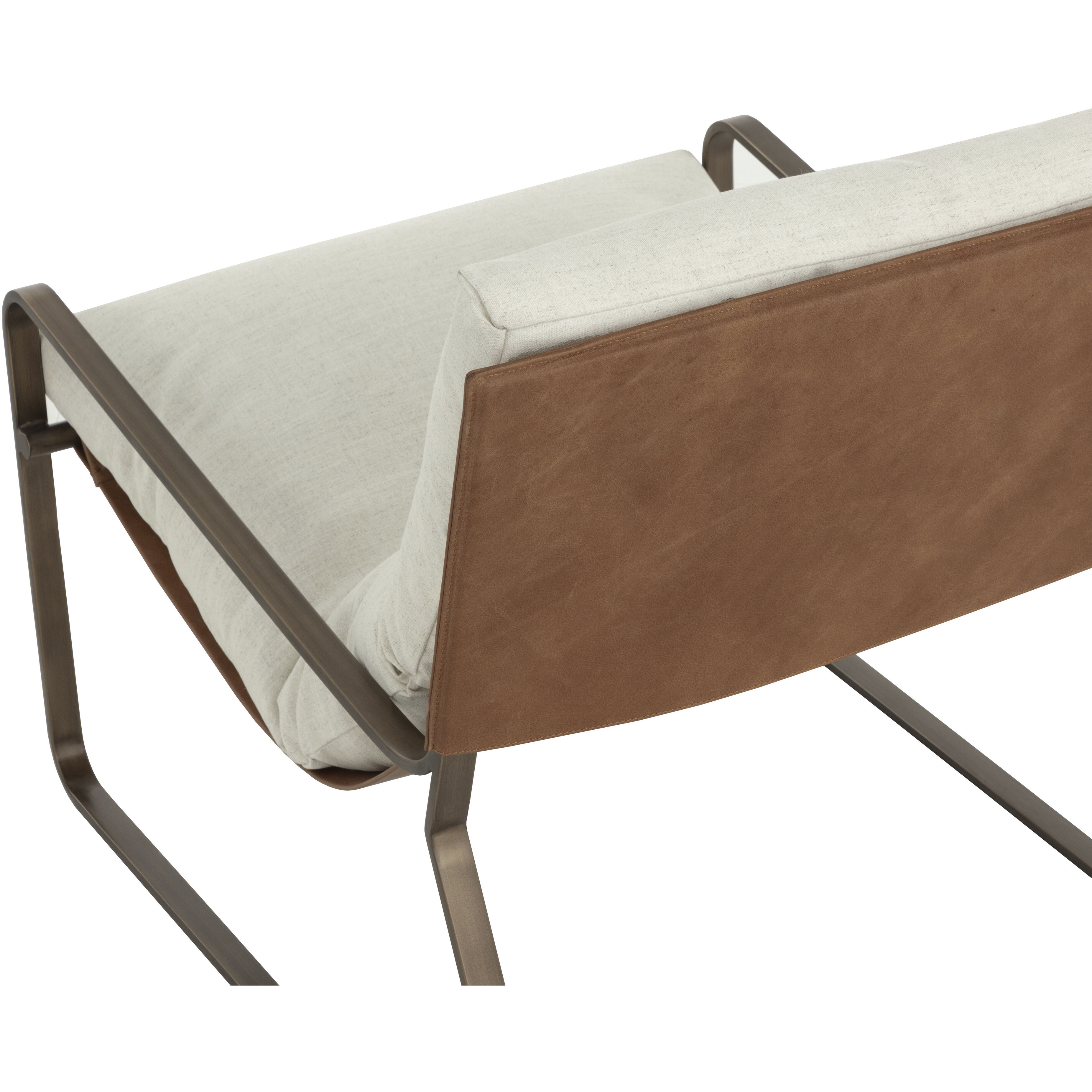 Zancor Antique Brass / Geralt Linen / Tan Leather Lounge Chair